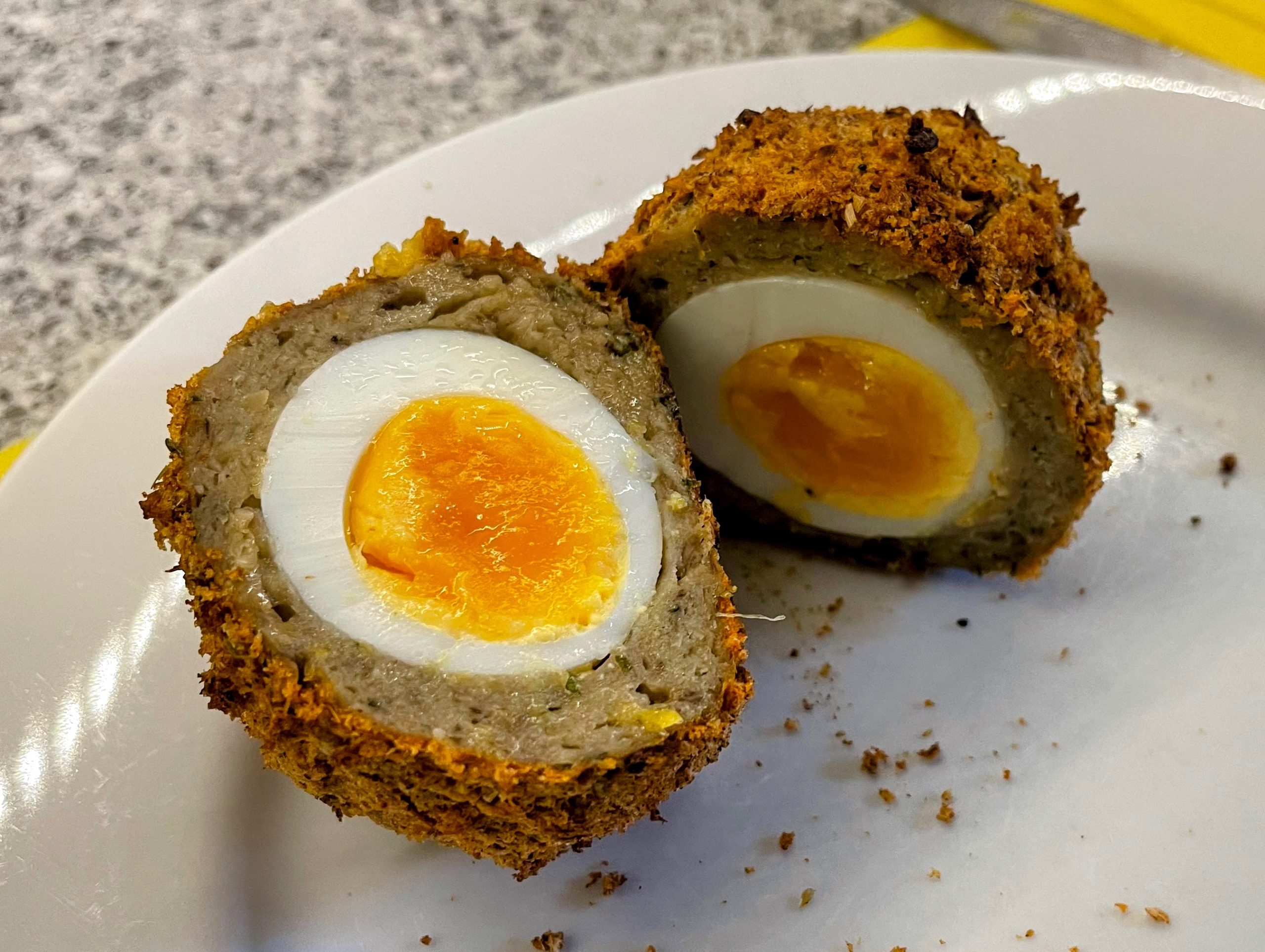 Scotch Eggs cut in half