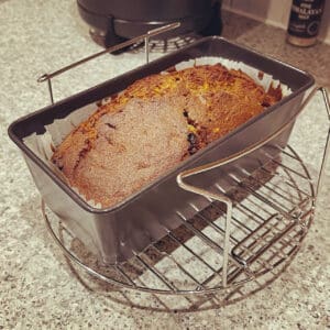 Fruit cake baked in an air fryer