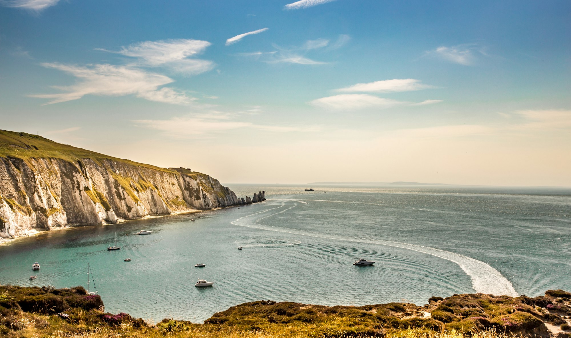 Beautiful view of harbor Isle of Wight in the English Channel