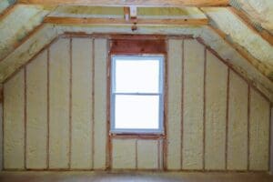 Foam plastic Insulation of a new home on a new roof insulation for the home